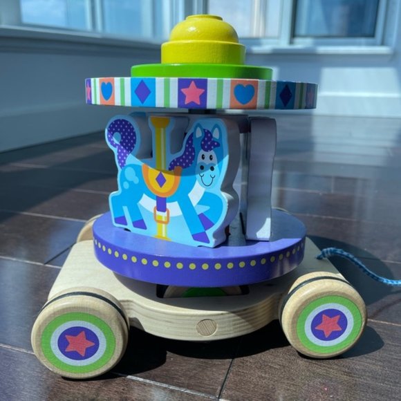 Melissa & Doug First Play Carousel Pull Toy and puzzle - Picture 5 of 8